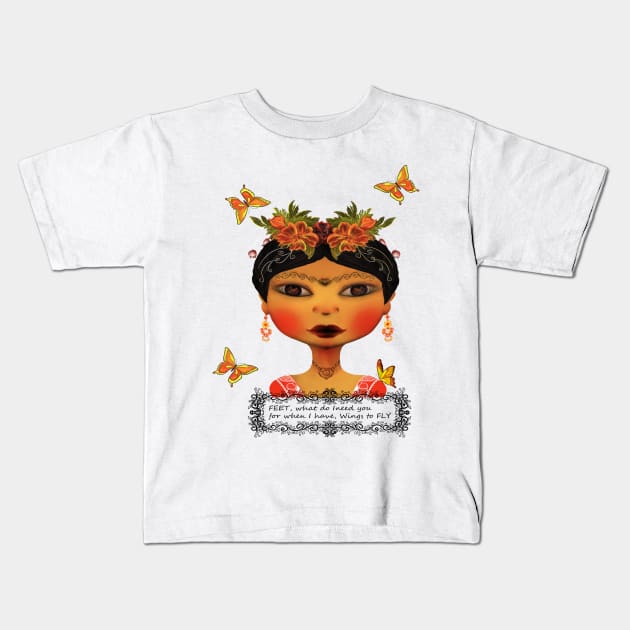 Super womans Frida's Kids T-Shirt by Virginia Picón